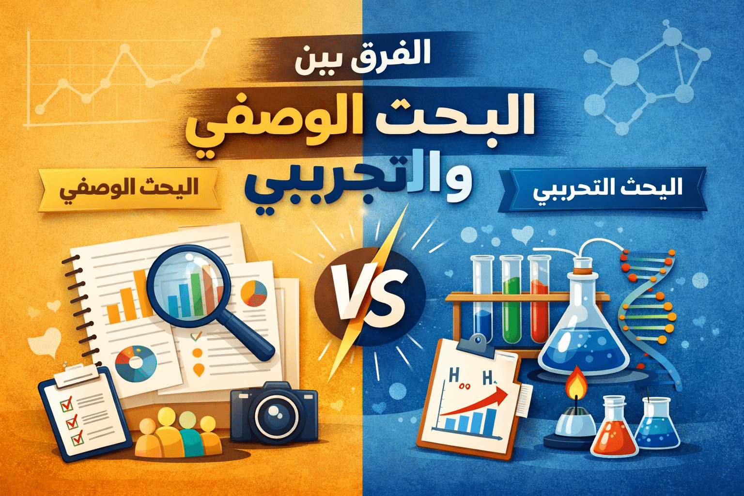 الفرق بين البحث الوصفي والتجريبي