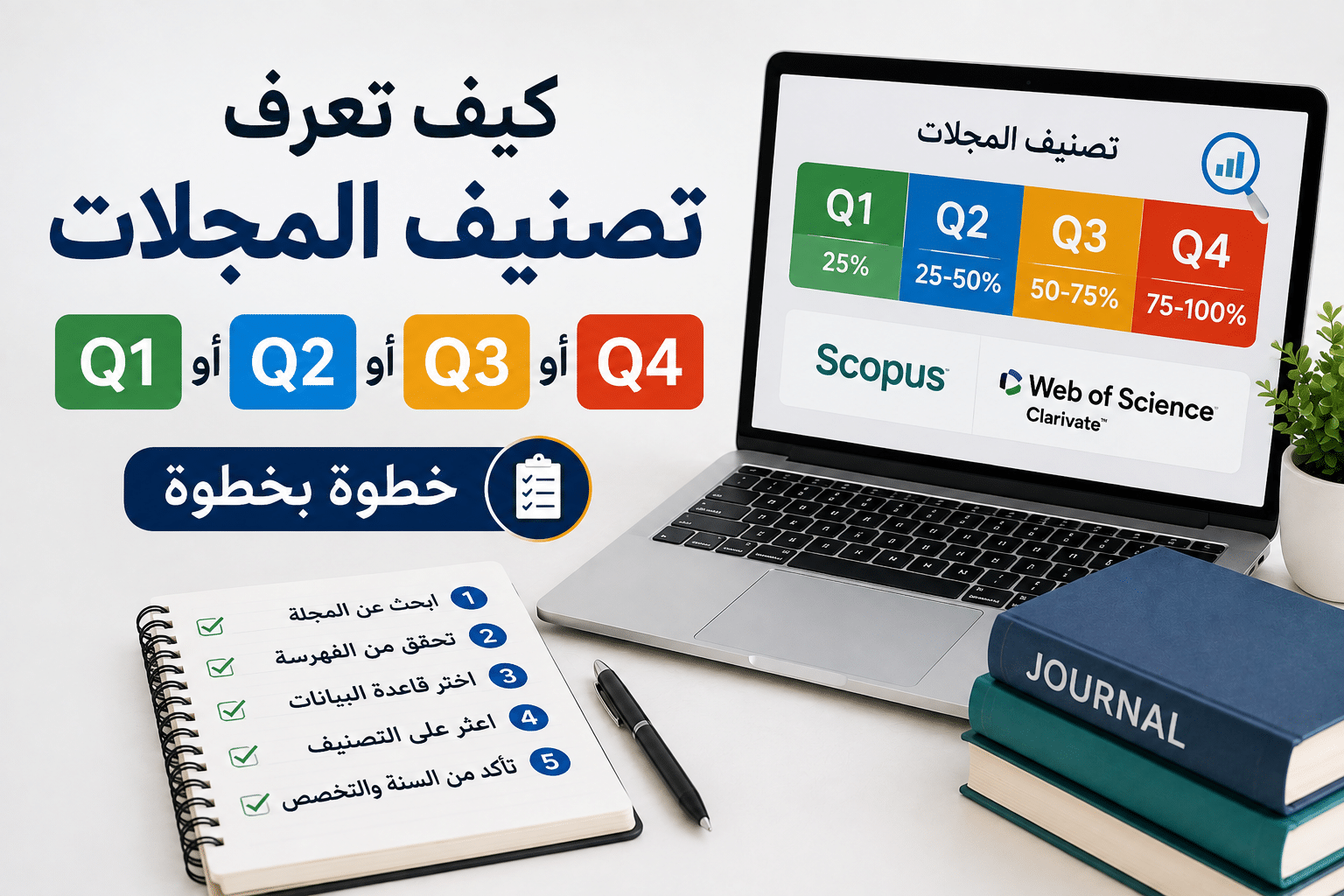 كيف تعرف تصنيف المجلات Q1 أو Q2 أو Q3 أو Q4؟ خطوة بخطوة