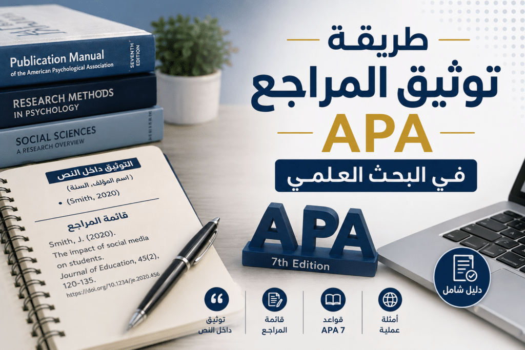 طريقة توثيق المراجع APA في البحث العلمي