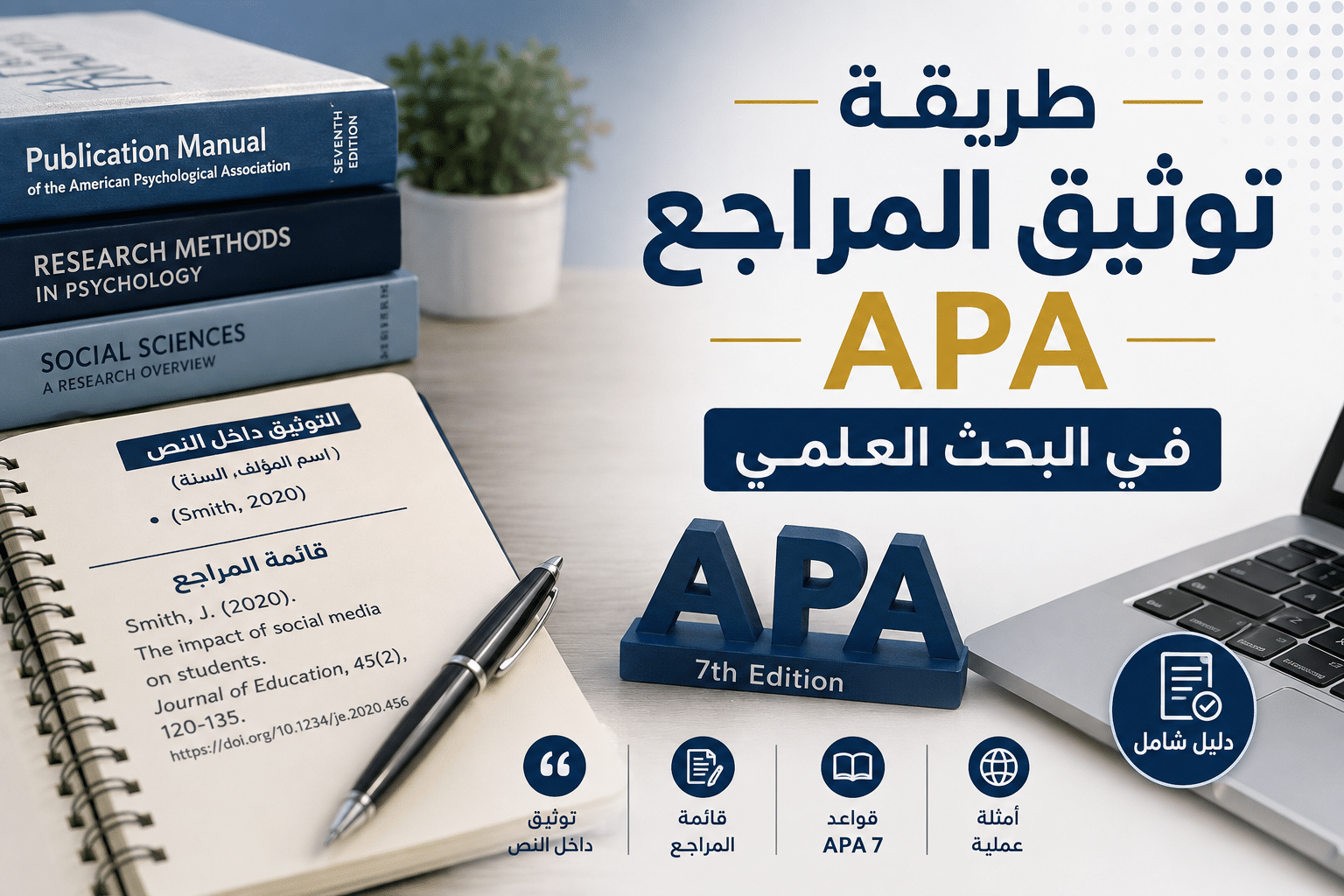 طريقة توثيق المراجع APA في البحث العلمي